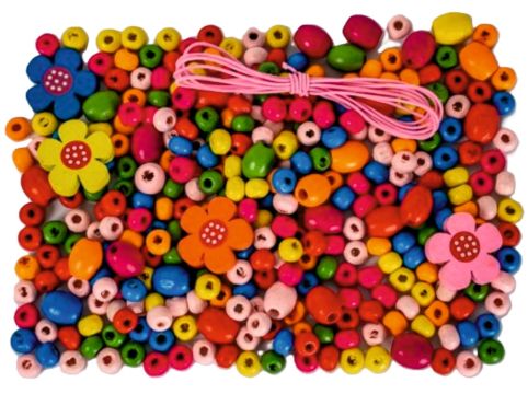 Koráliky drevené farebné mix