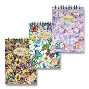 Blok A6 so špirálou zhora Nature Flowers štvorčekovaný