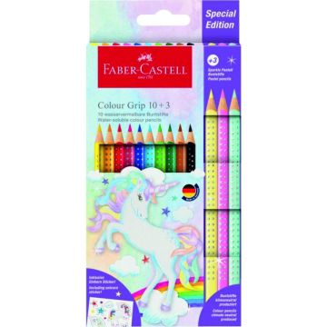 Pastelky FABER-CASTELL Colour Grip+Sparkle Pastell/10+3