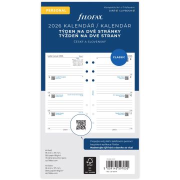 Náhradné listy do diára A6 Filofax týždenné