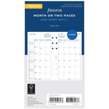 Náhradné listy do diára A6 Filofax mesačný