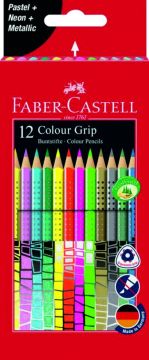 Pastelky FABER-CASTELL Grip metal/pastel/neon/12