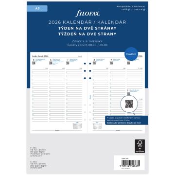 Náhradné listy do diára A5 Filofax týždenné