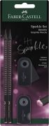 Ceruzka FABER-CASTELL Sparkle/2+strúhadlo+guma Black rose