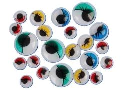 Oči pohyblivé samolepiace mix riasy/24