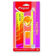 Sada MAPED Neon ceruzky+strúhadlo+guma+pravítko