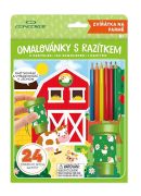 Omaľovánka s pečiatkou a pastelkami Zvieratká na farme