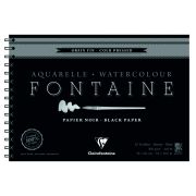 Skicár Clairefontaine Aquarelle Fontaine 300 g blok so špirálou 19x26cm 12 listov čierny