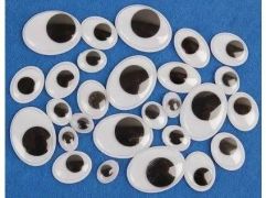 Oči pohyblivé samolepiace ovál/30ks mix veľkostí