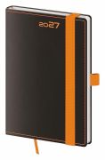 Diár A6 týždenný Black Orange s gumičkou