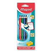 Pastelky MAPED dry-erasable set /4 na biele tabule + strúhadlo