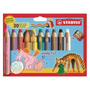 Pastelky STABILO woody 3in1/10+strúhadlo