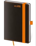 Diár A6 týždenný Black Orange s gumičkou