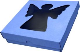 Krabička s okienkom 20x20x5 cm anjel biela