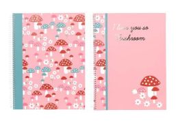 Blok A5 so špirálou na boku Pink Mushrooms linajkový