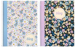 Blok A5 so špirálou na boku linajkový LILA FLOWERS