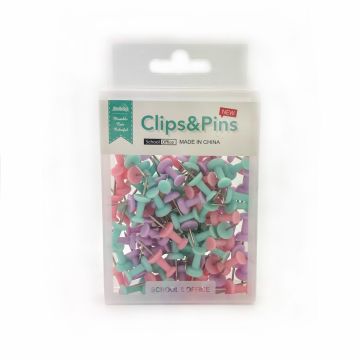 Pripináčiky PUSH PIN s hlavou/100 Pastel