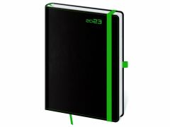Diár denný A5 Black Green s gumičkou