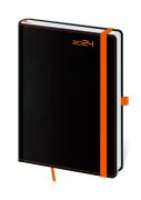 Diár týždenný A5 Black Orange s gumičkou