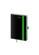 Diár A6 týždenný Black Green s gumičkou
